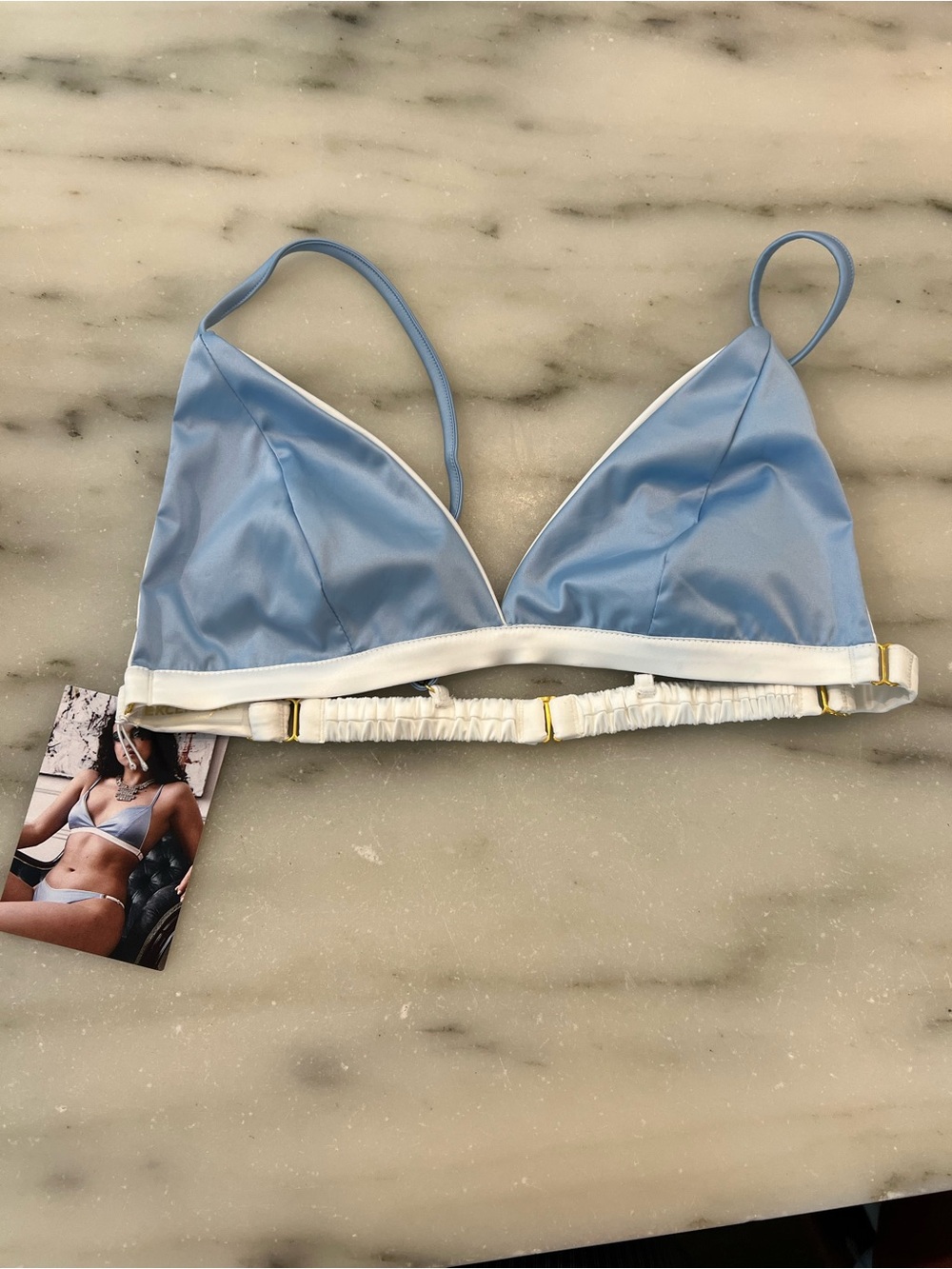 Light Blue & White Triangle Bra Top